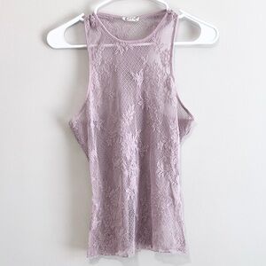 Free People Intimately Lace Knit Floral Boho Racerback Sheer Tank